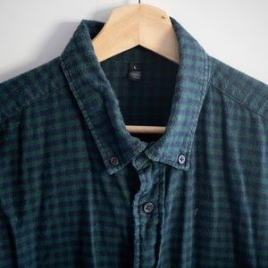 Muji green and navy flannel shirt - L